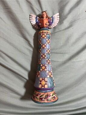Jim Shore Tall Angel Figurine in Blue, Purple, Cream, Green
